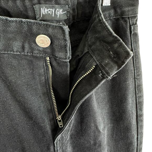 Nasty Gal NWT Black High Rise Straight Leg Ankle Fit Cotton Jeans Pockets Size 8 - Picture 3 of 5